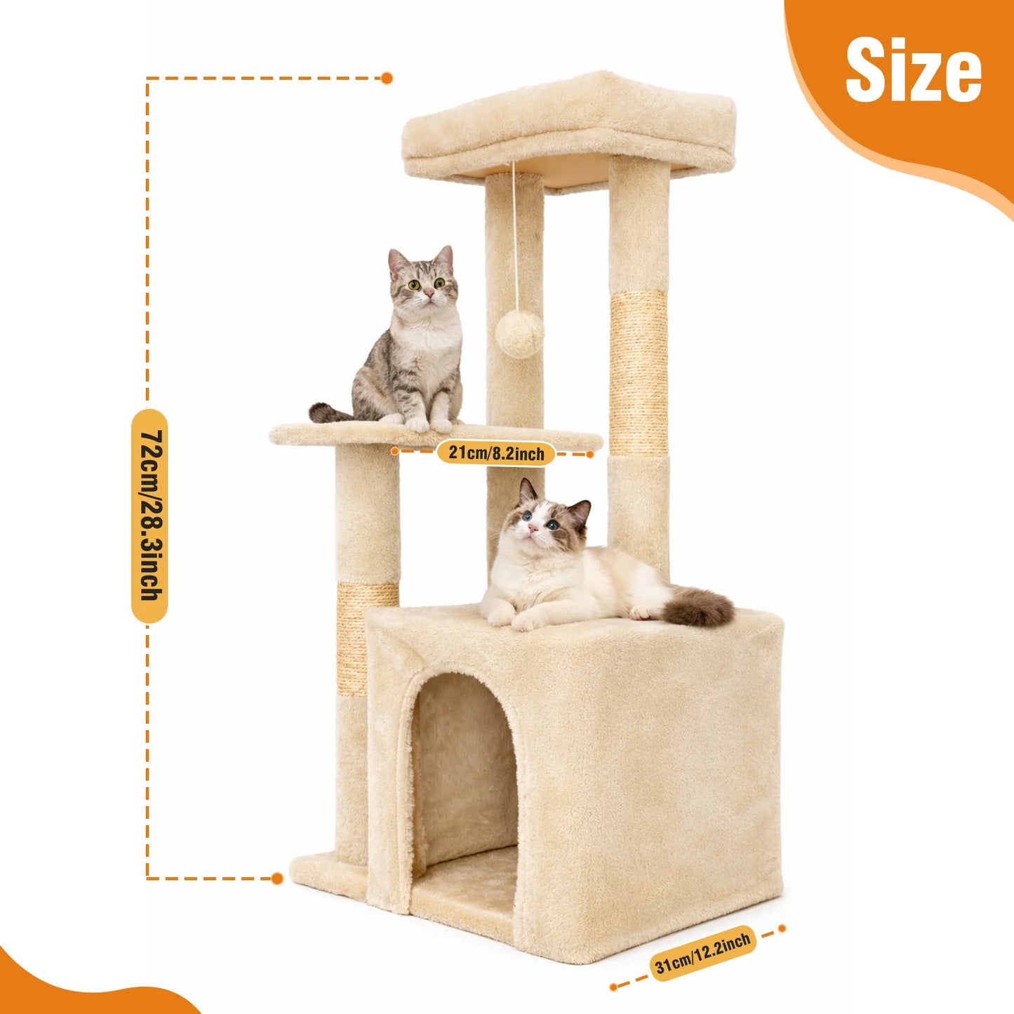 Cat Tree Indoor Cat Tower With Scratching Posts Condo And Hanging Ball Toys
