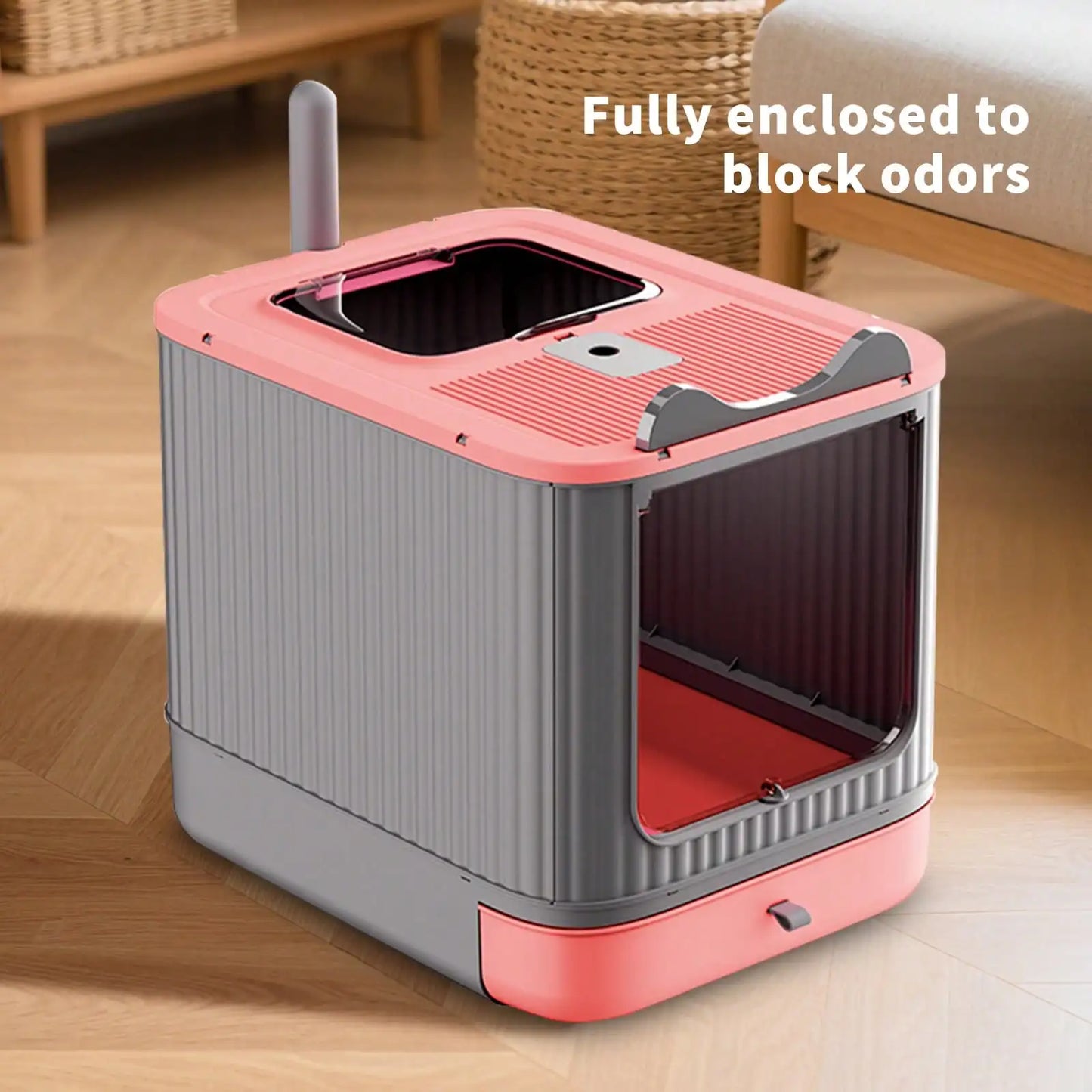 Foldable Enclosed Litter Box With Lid And Scoop Odor Control