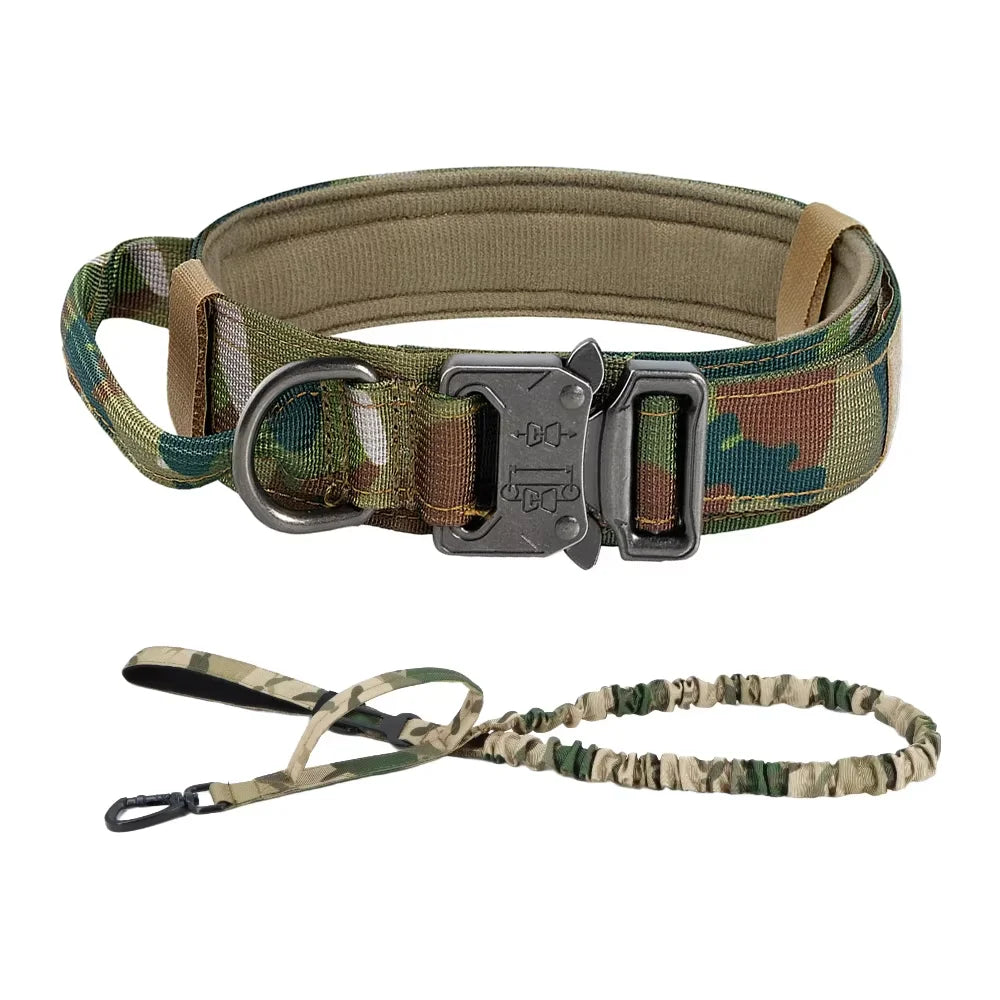Adjustable Tactical Dog Training Collar And Leash Set With Handle
