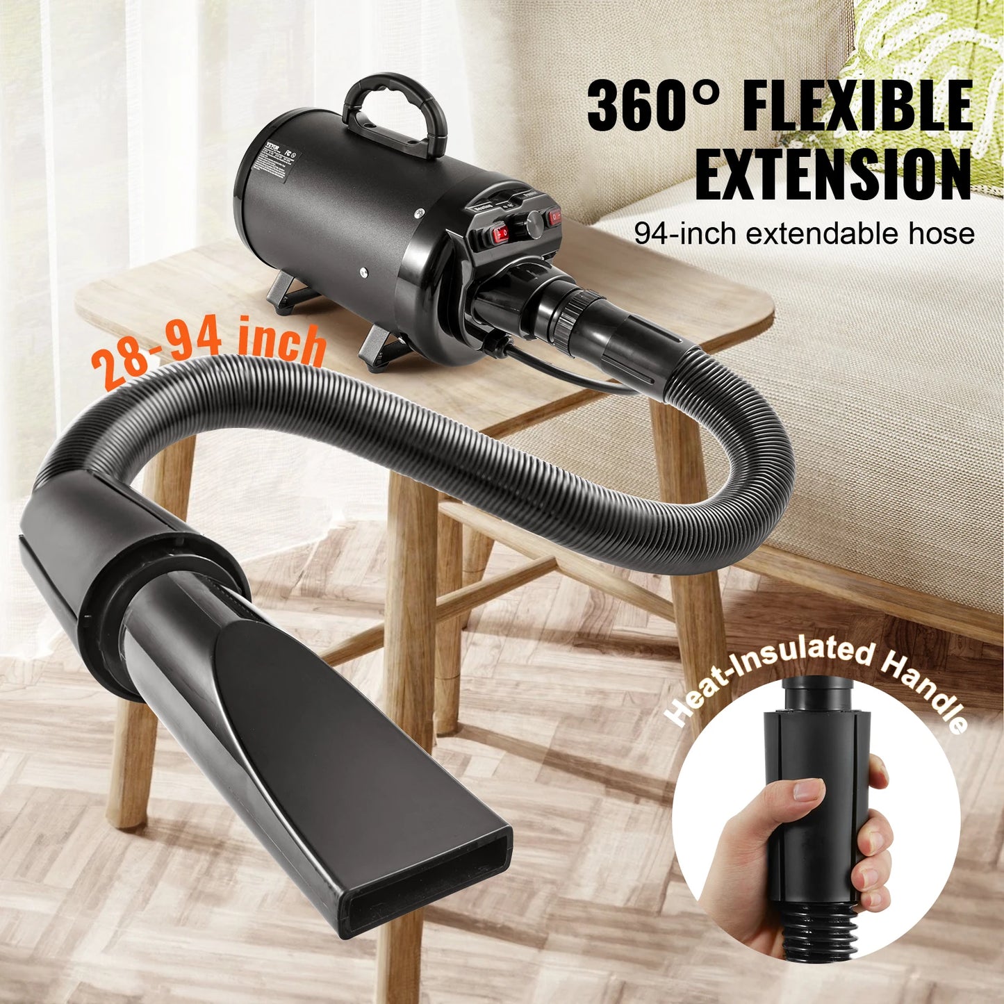 SucceBuy Dog Blow Dryer With Adjustable Speed Temperature Nozzles