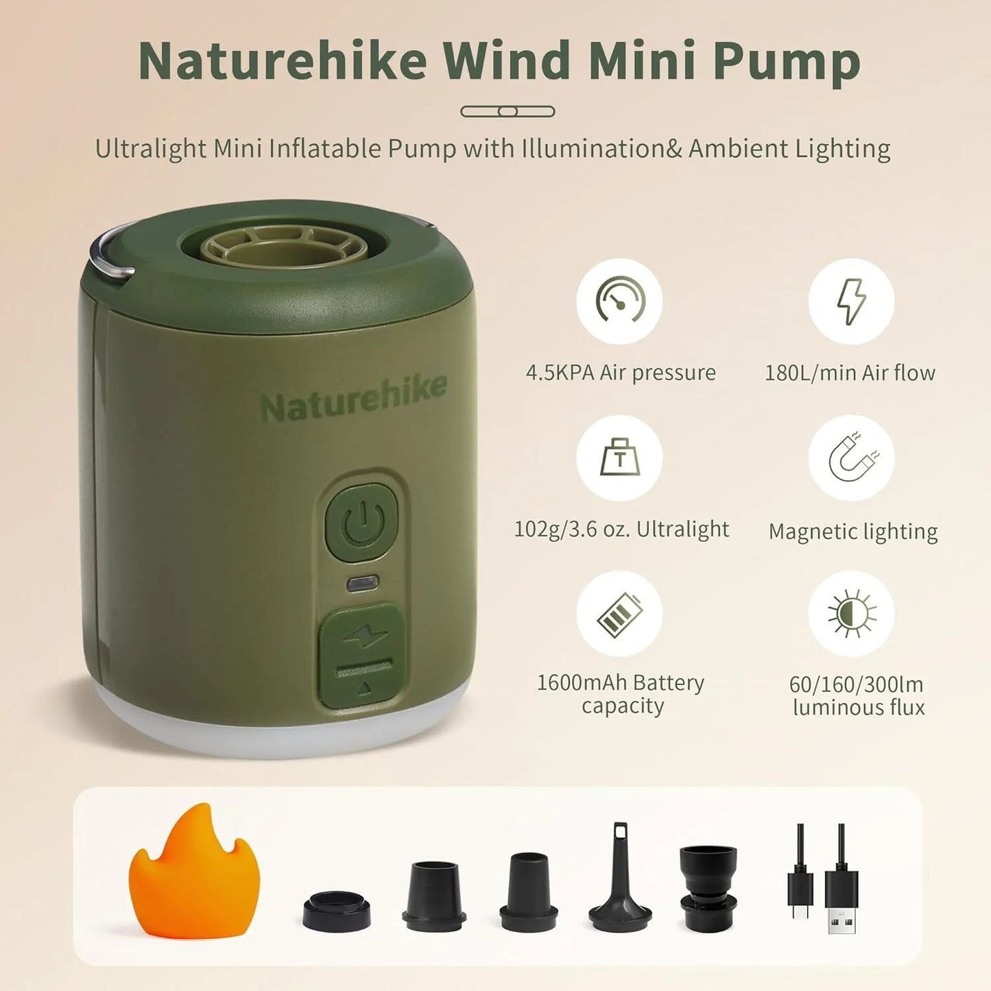 Naturehike Multi Function Air Pump For Inflatable Mat Portable Camping