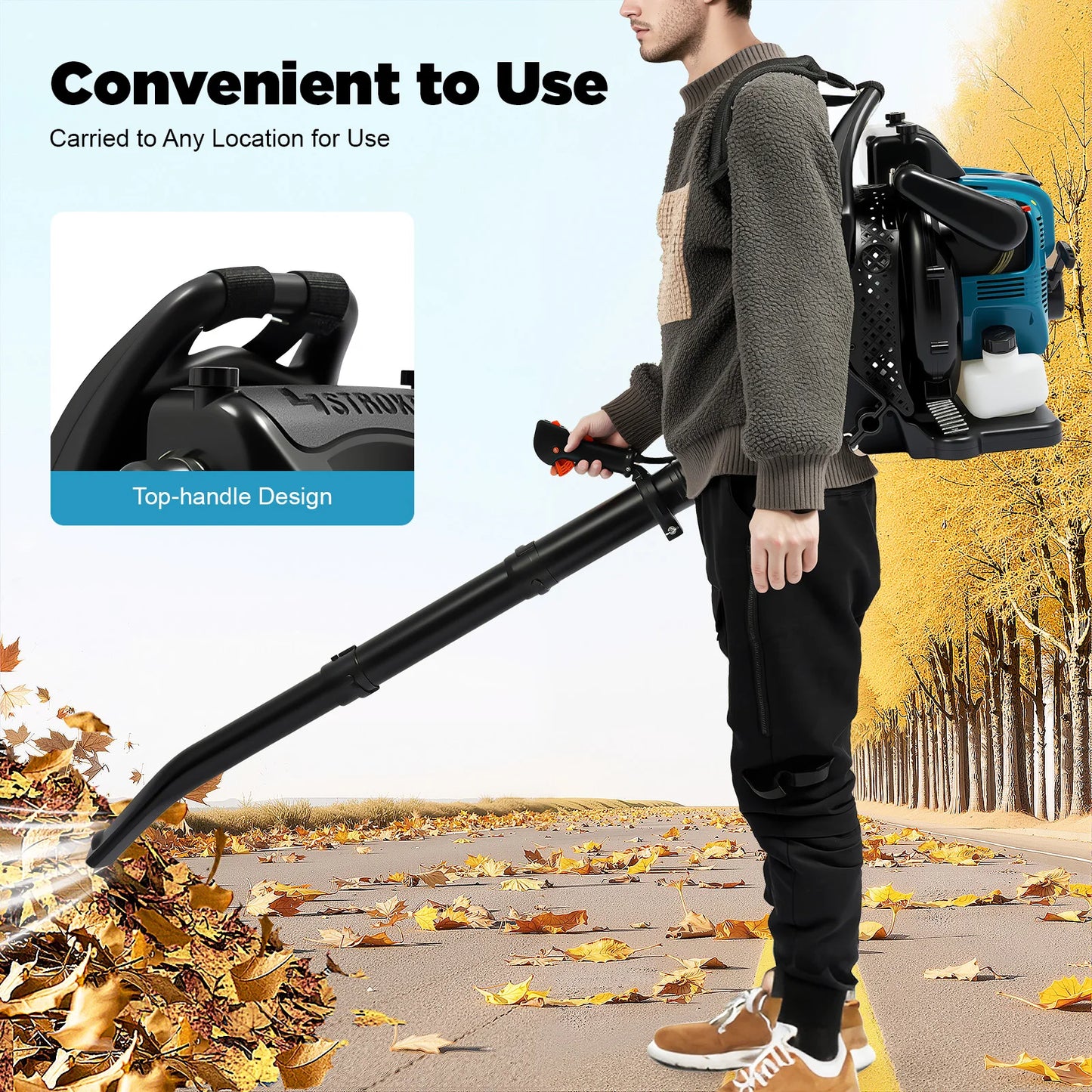 Bymaocar 75.6cc Backpack Leaf Blower Gas Powered 4 Stroke