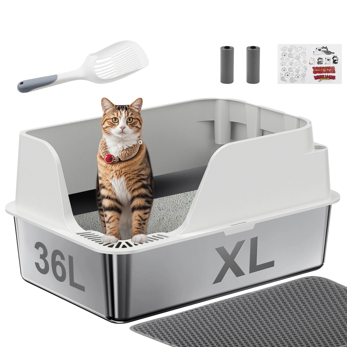 Stainless Steel Cat Litter Box With Splash Proof And Leak Proof Design