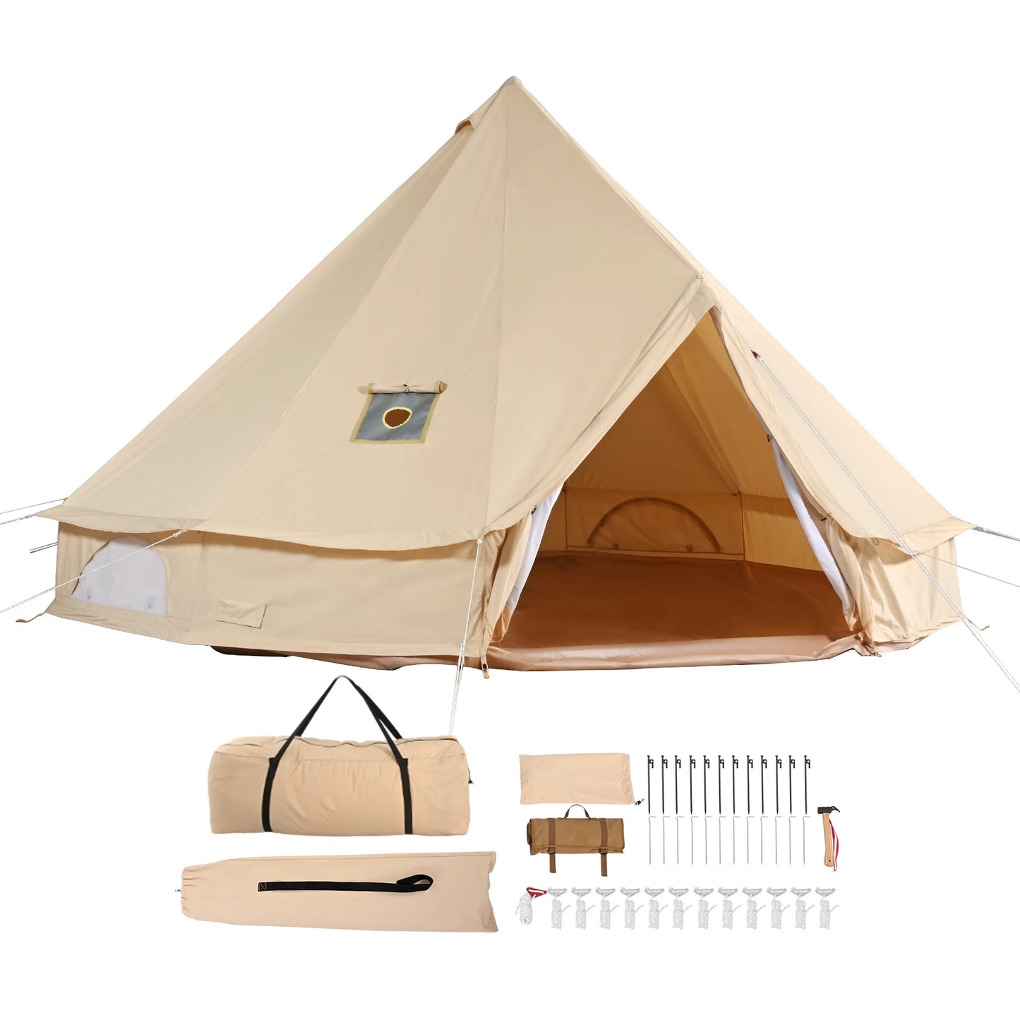 SucceBuy Canvas Bell Tent Camping Yurt for All Seasons