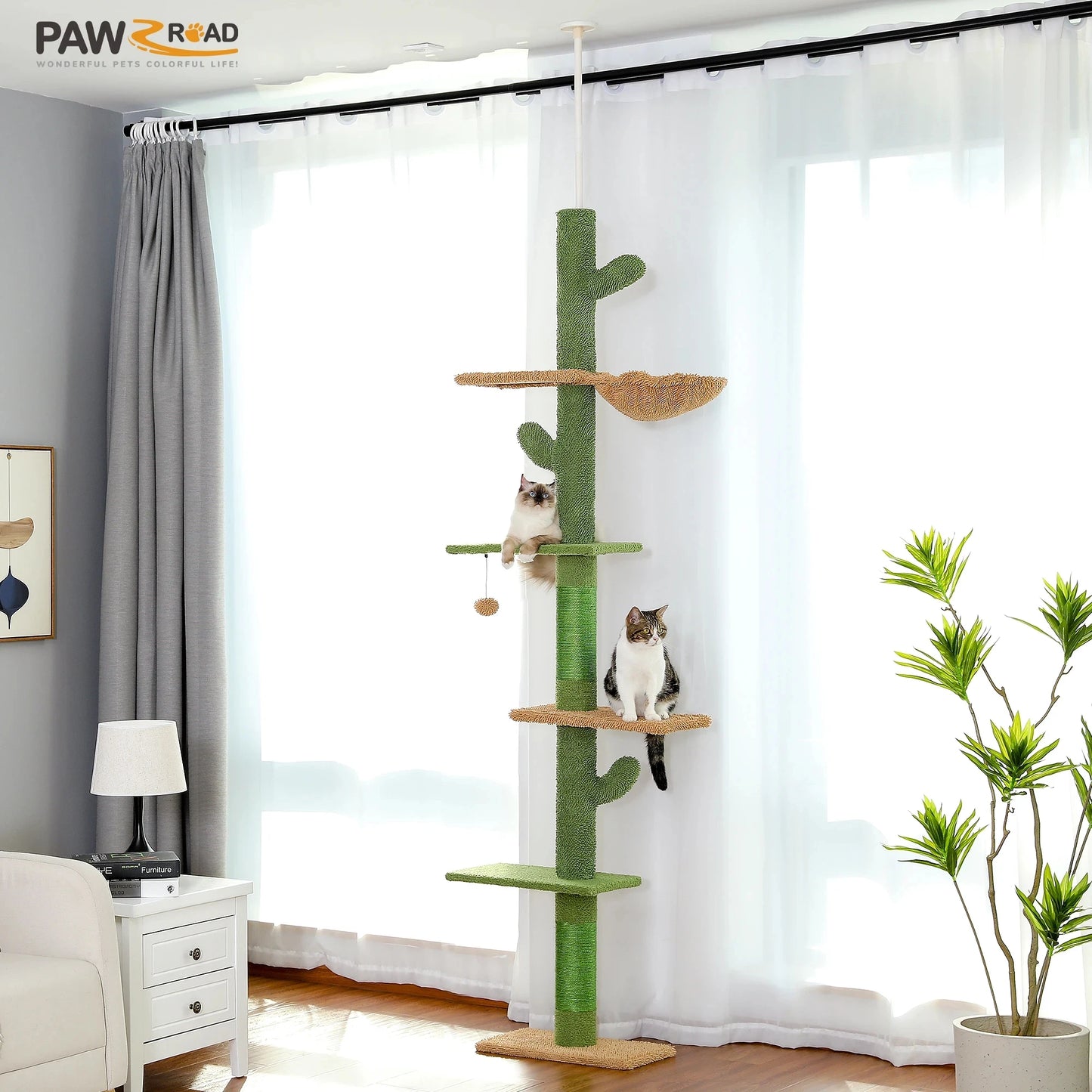 PAWZ Road 5-Tier Floor-To-Ceiling Cat Tree With Scratching Post