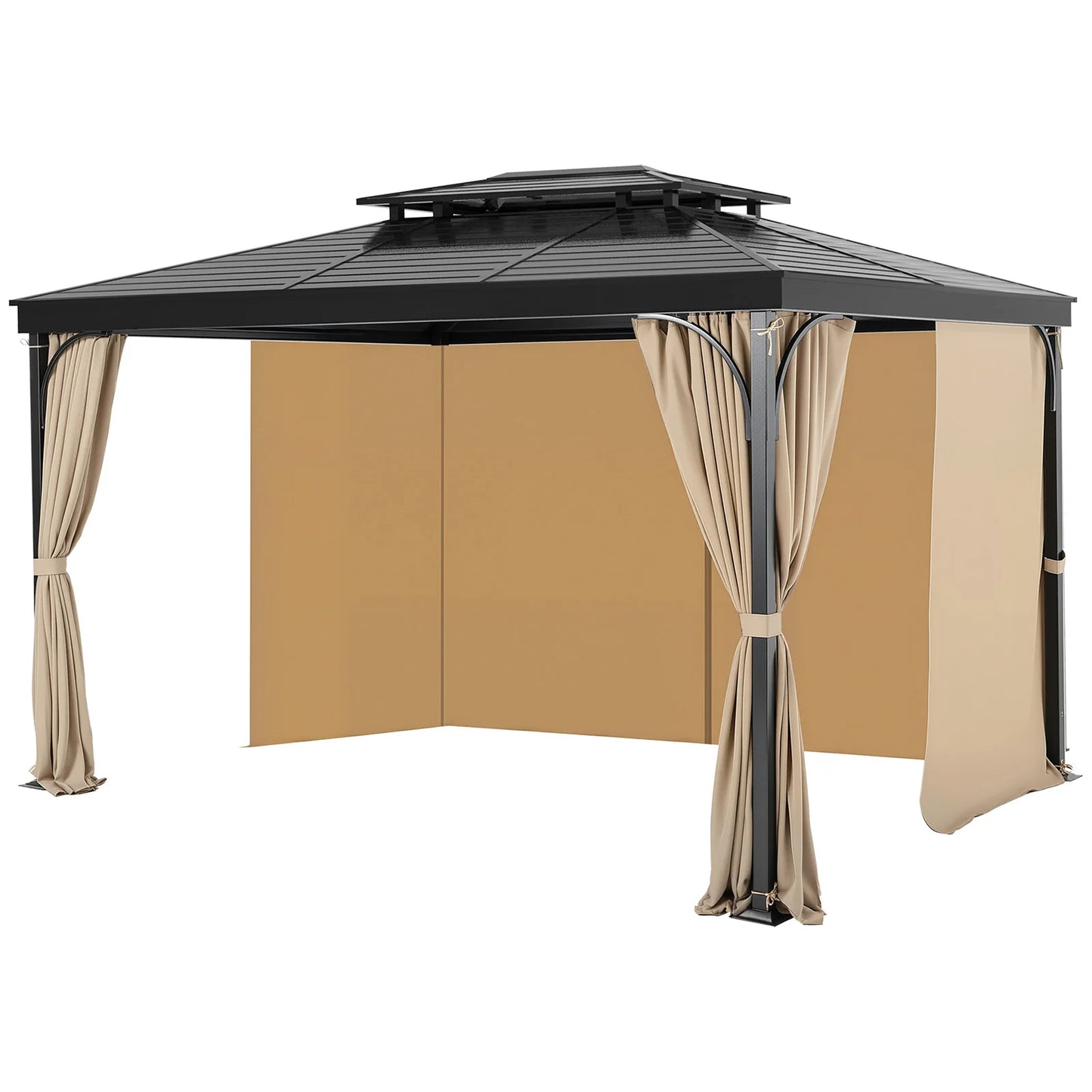 SucceBuy Gazebo Curtain Set 4 Panel Sidewall Privacy With Zippers Patio