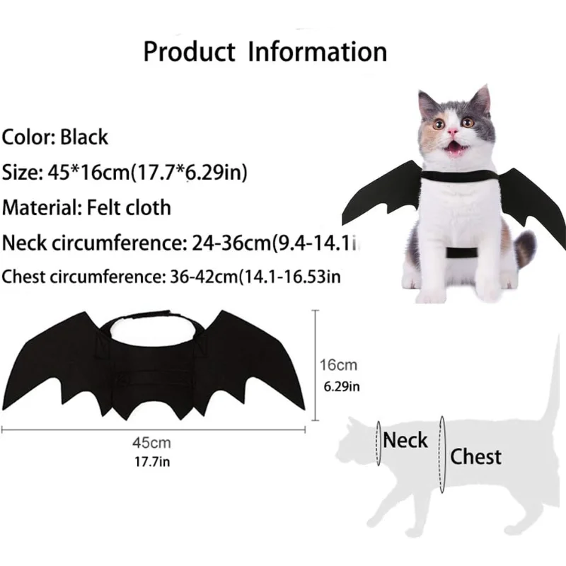 Pet Cat Bat Wings Halloween Costume Accessory For Pets
