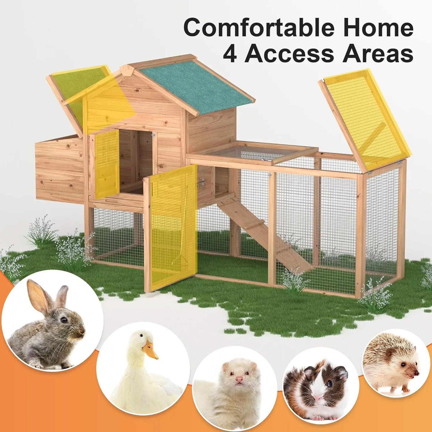 Wooden Outdoor Chicken Coop For 2-4 Chickens With Waterproof Roof