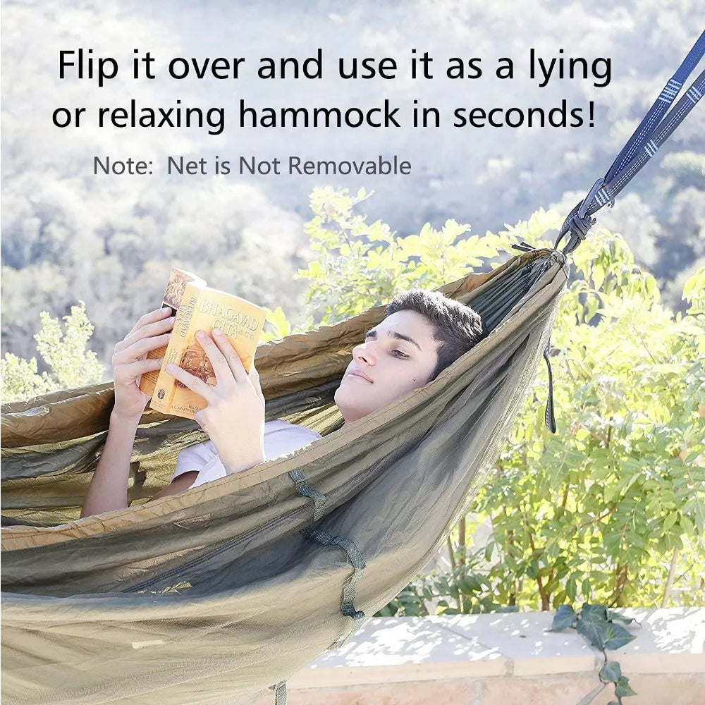 NBVCX Portable Double Hammock with Mosquito Net and Tree Straps