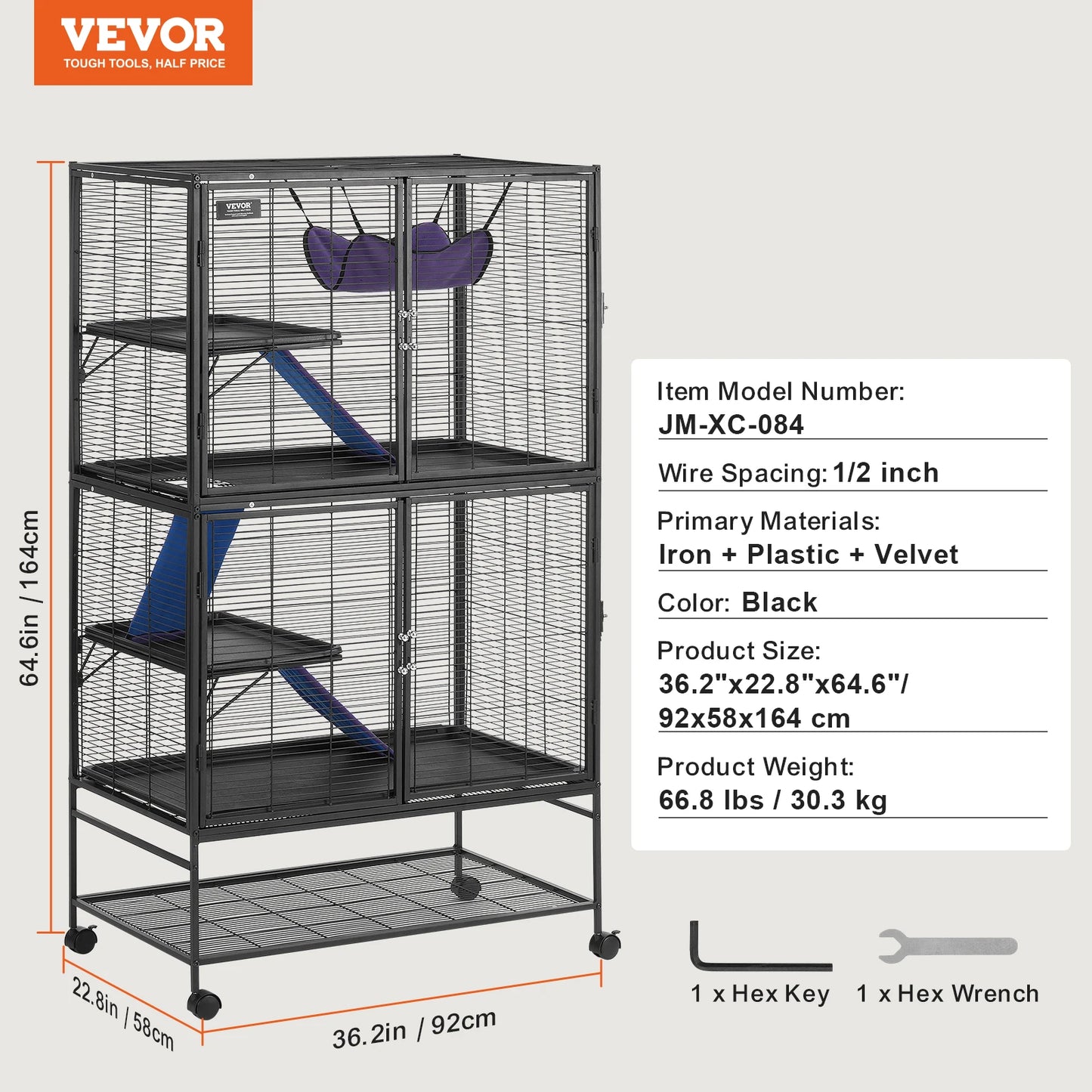 SucceBuy Four-Tier Rolling Metal Ferret Cage Ideal For Pets