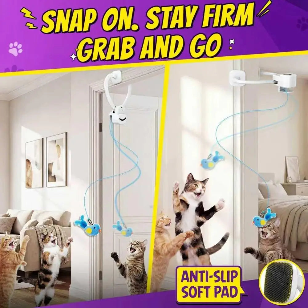 Interactive Cat Toy USB Rechargeable Clip On Indoor Door Mount