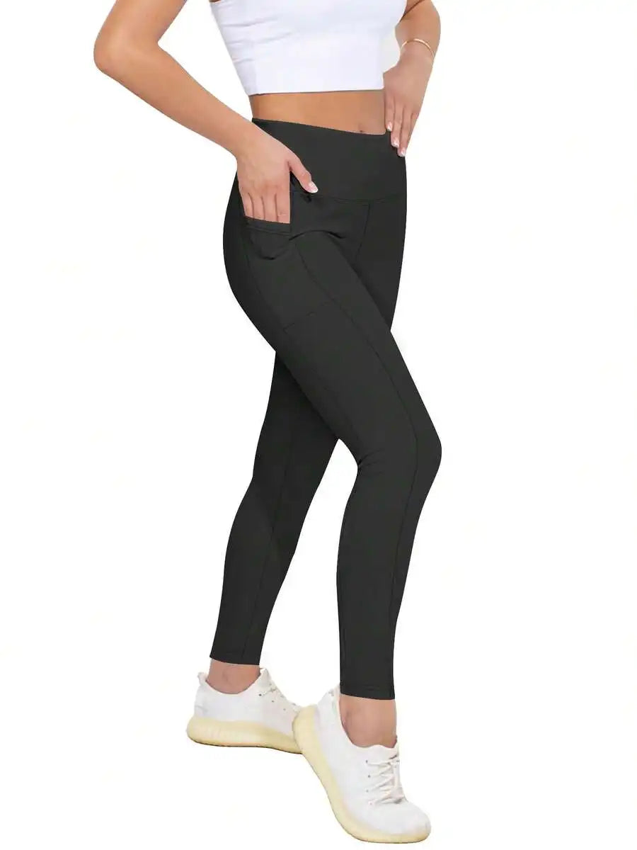 Women's High Waist Leggings With Side Pockets For Yoga And Workout