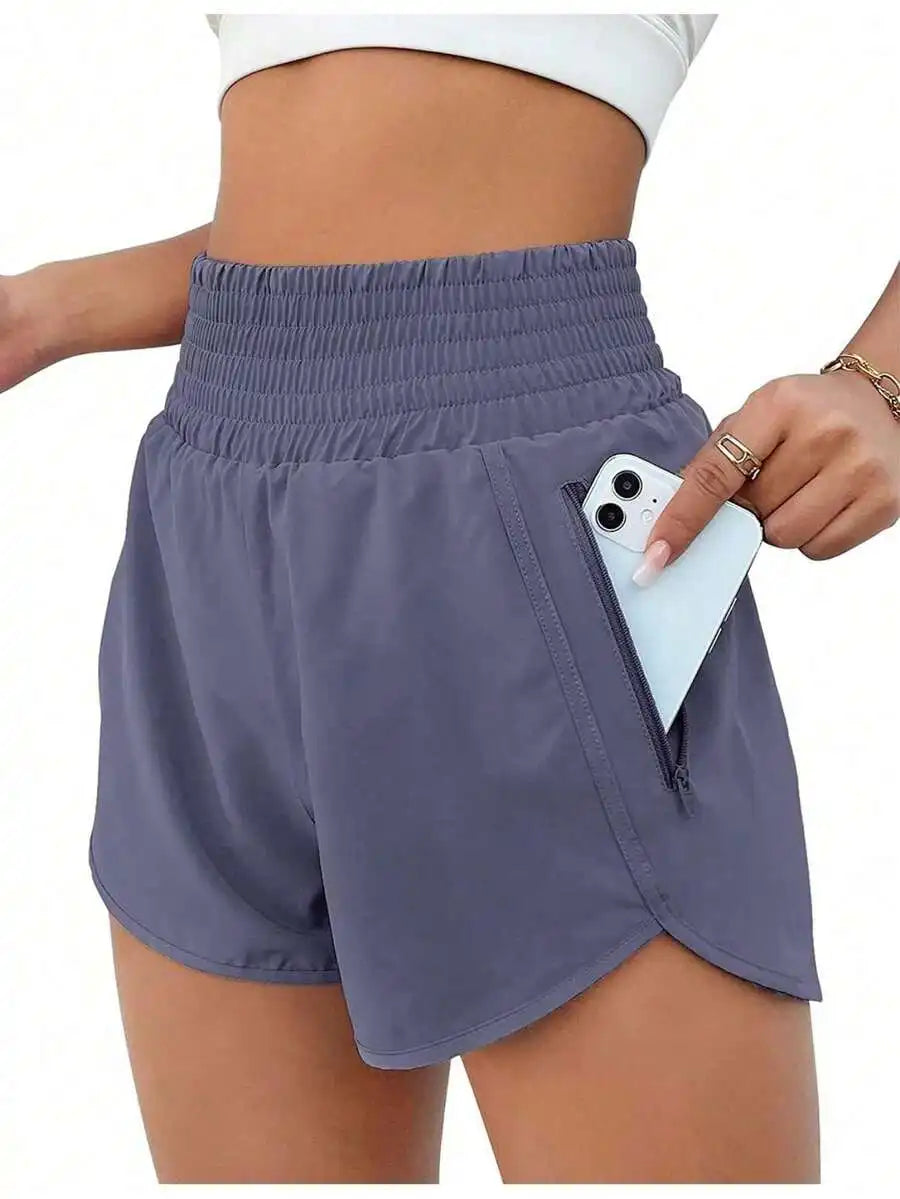 Women's High-Waisted Quick-Dry Sport Shorts With Elastic Waist For Running Yoga
