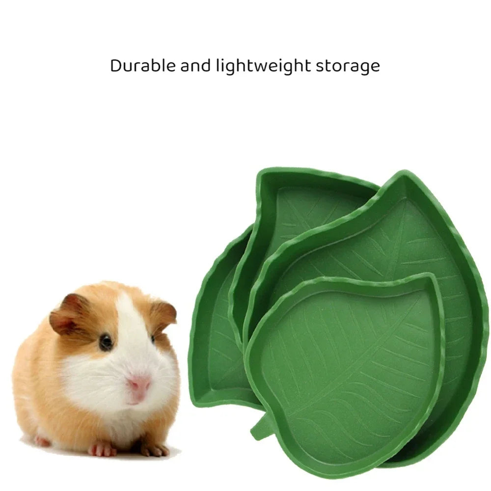 Leaf Shape Reptile Feeder Water Bowl For Turtle Lizard Hamster Pets
