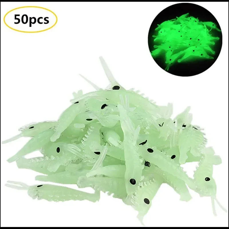 Luminous Shrimp Fishing Bait Soft Lure Worms Glow Shrimps Lures For Bass Crappie