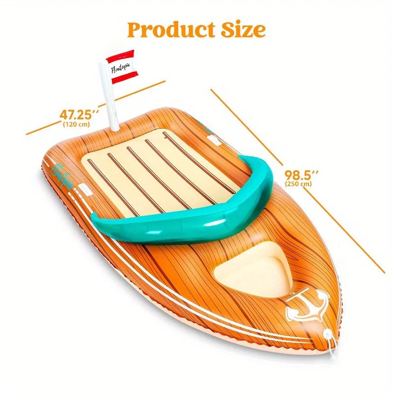 Giant Boat Pool Float With Cooler For Two Handles Tow Point