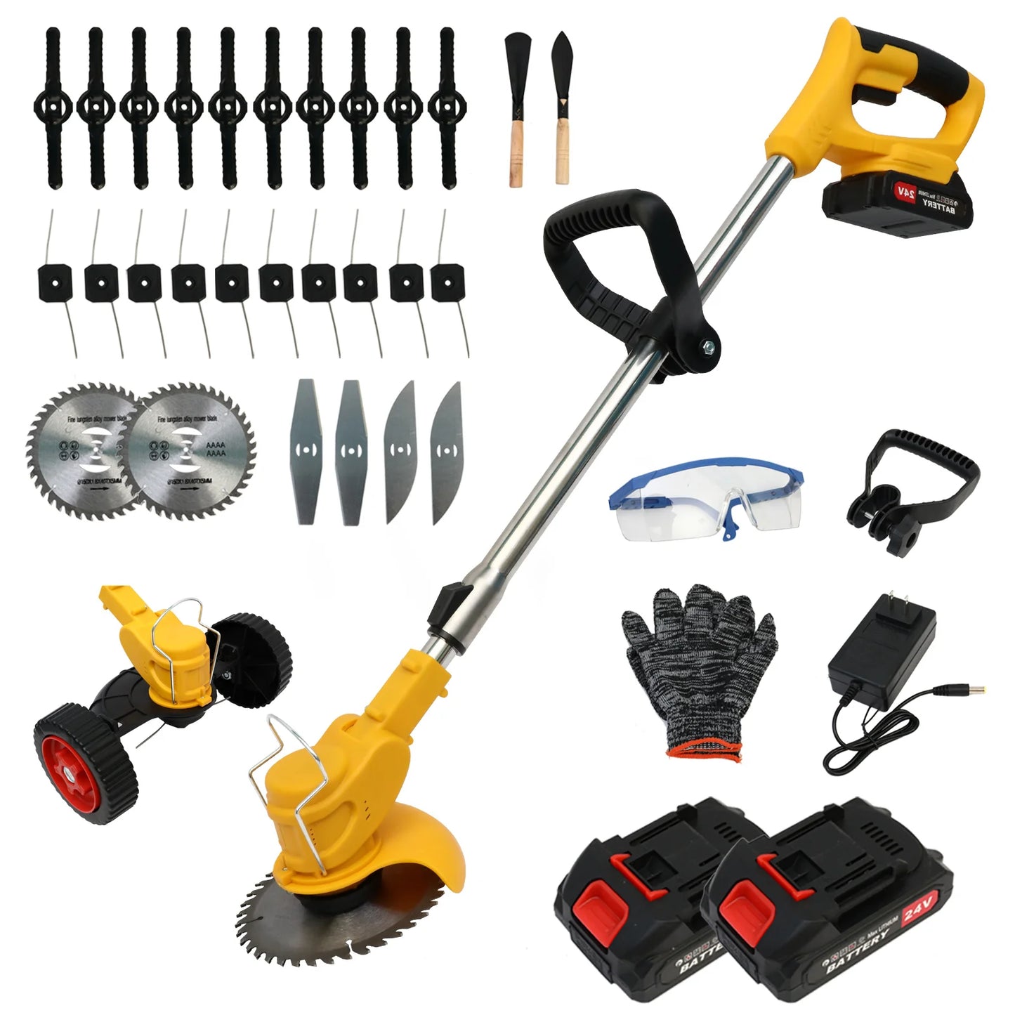 21V Cordless 3-In-1 Grass Trimmer Edger and Mower with Battery