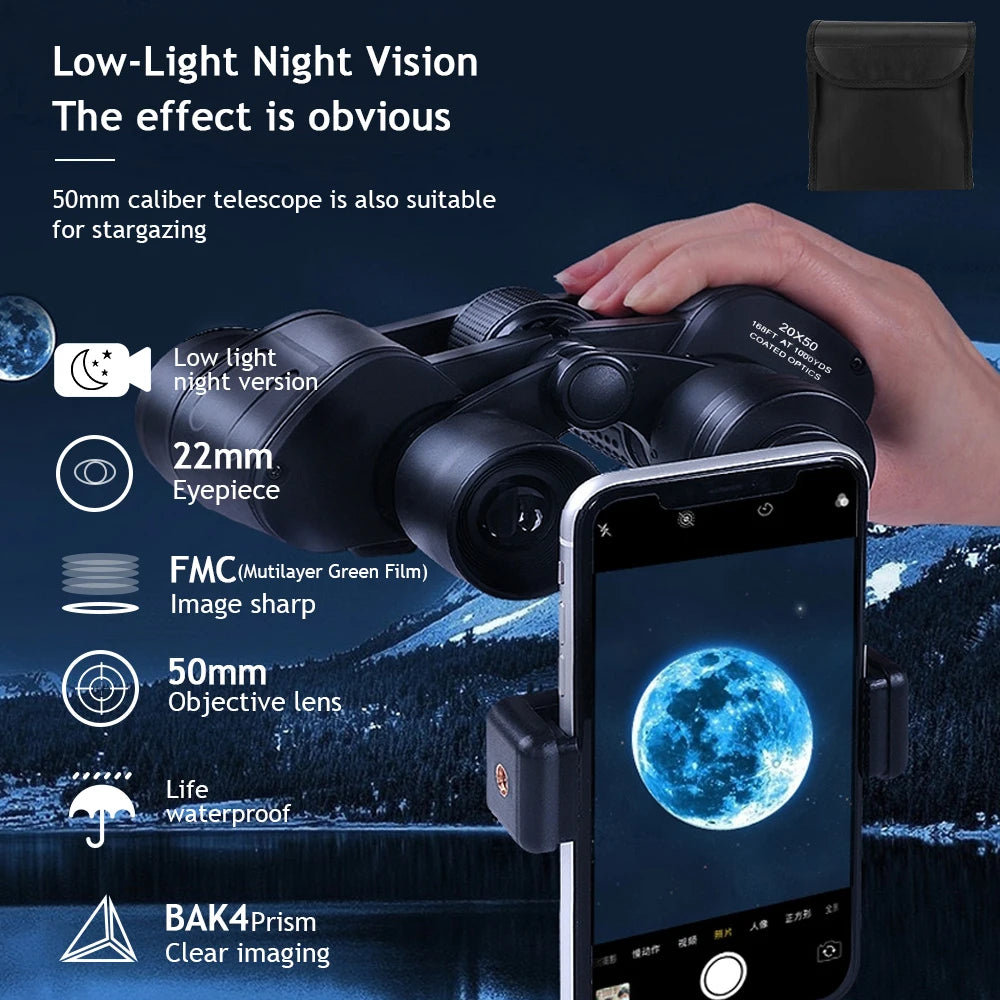 Binoculars BAK4 Prism Waterproof Night Vision With Tripod Interface