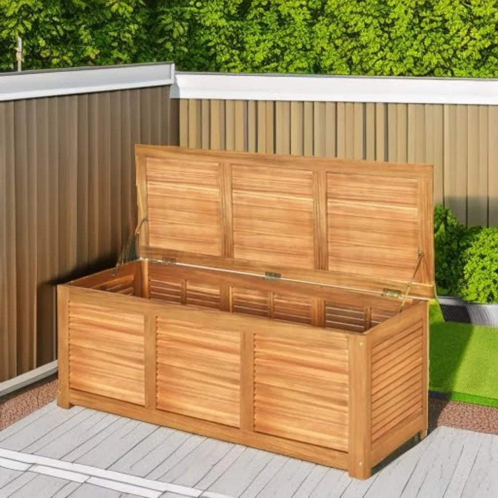 Acacia Wood Deck Box Storage Bench for Outdoor Patio Garden