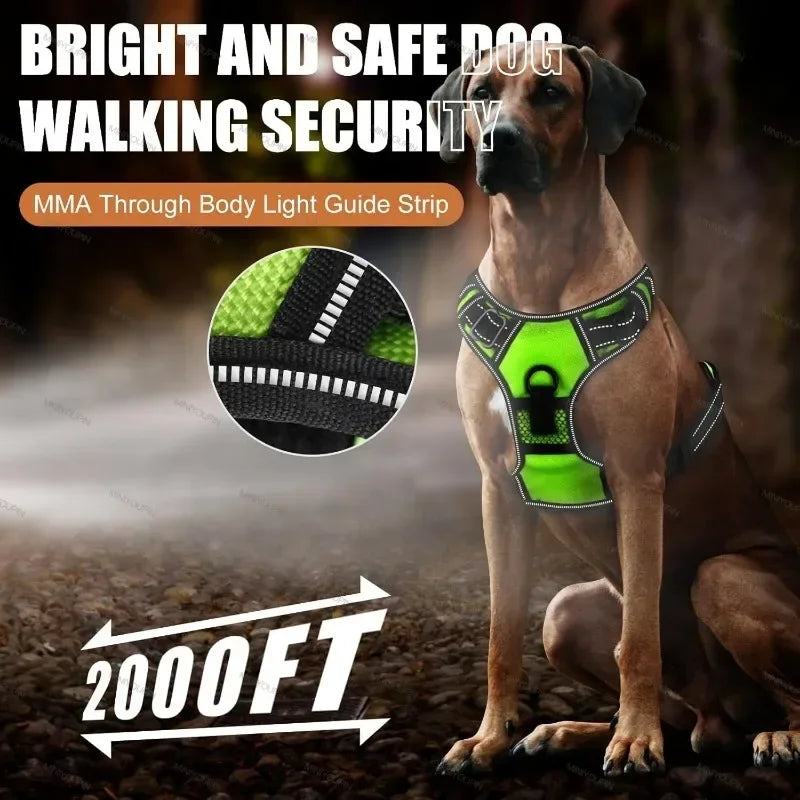 LED Luminous Dog Harness No Pull Adjustable Vest for Outdoor Walking