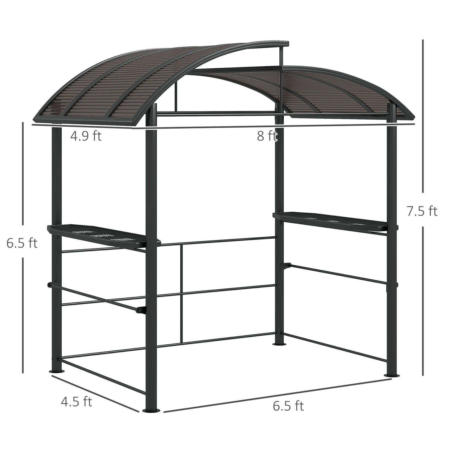 Outsunny Outdoor Grill Gazebo Canopy With Vented Polycarbonate Roof And Shelves