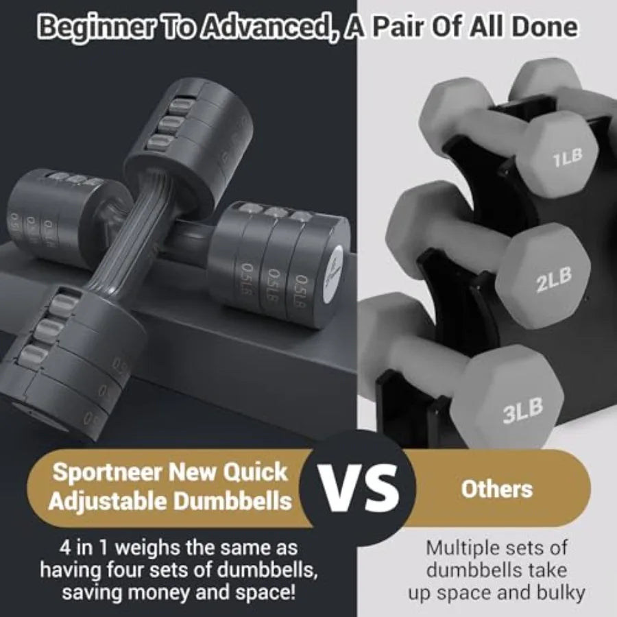 Adjustable Dumbbells Set For Home Gym With Four In One Weight Change