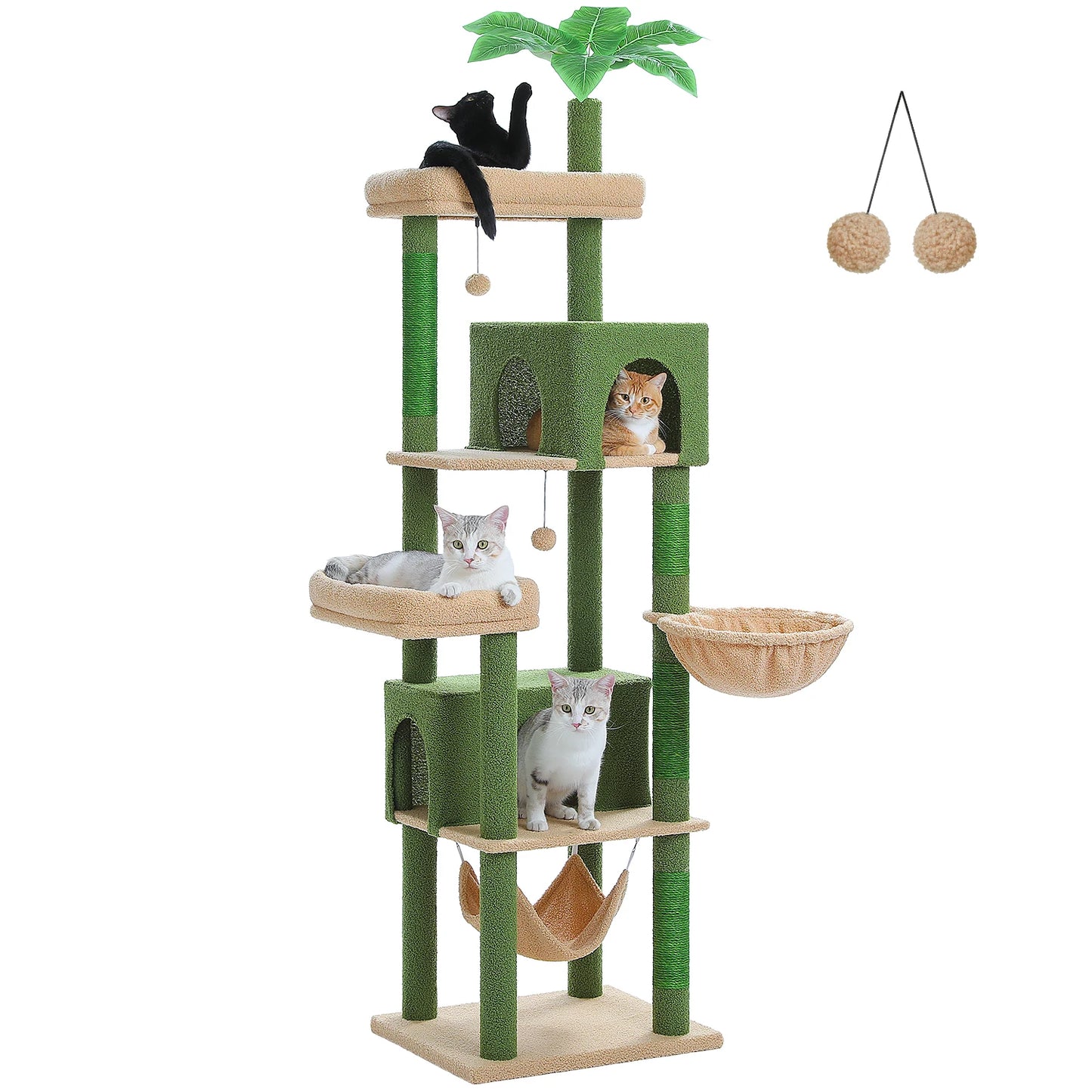 PEQULTI Cat Tree Tower With Perches, Condos, Hammocks, Sisal