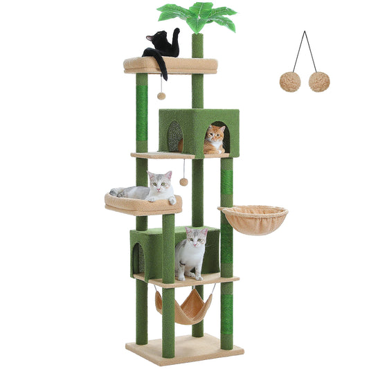 PEQULTI Cat Tree Tower With Perches, Condos, Hammocks, Sisal