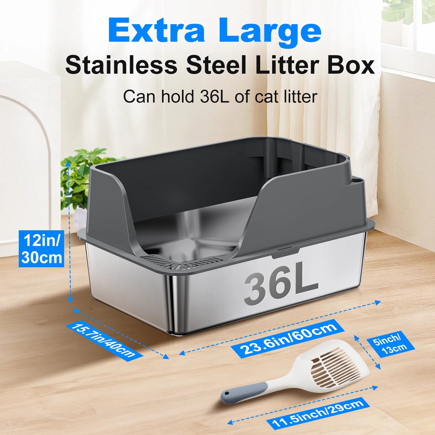 Stainless Steel Cat Litter Box With Splash Proof And Leak Proof Design