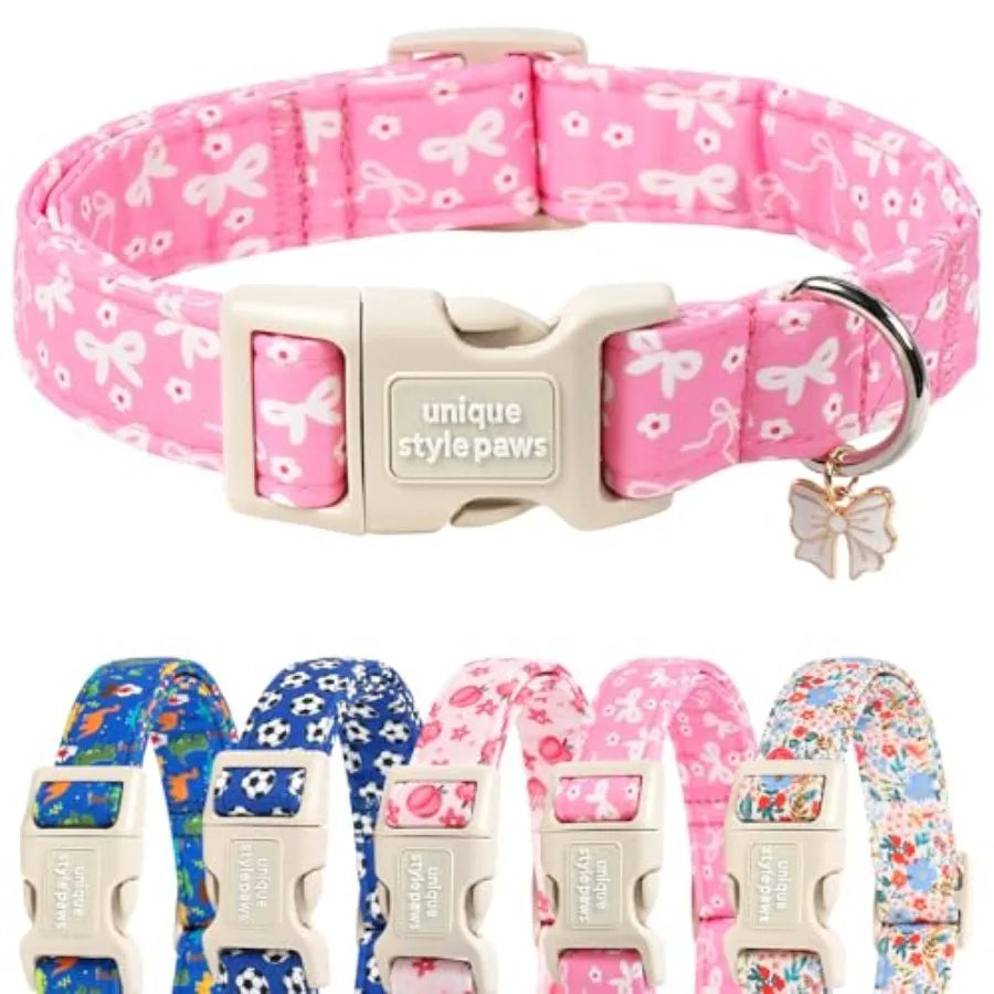 Dog Collar With Coconut Tree Pendant And Plastic Buckle For Small To Large Dogs