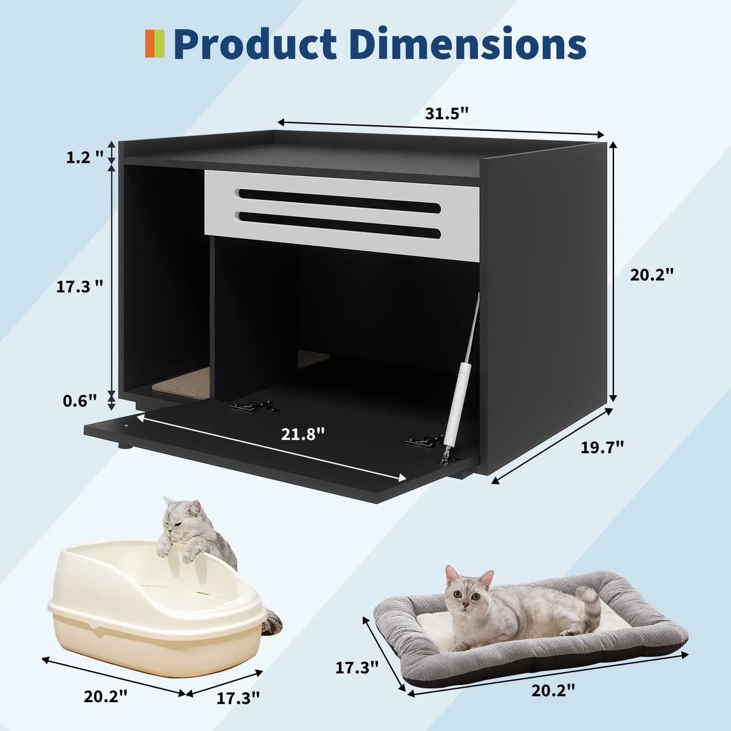 Studyset Ventilated Cat Litter Box Furniture With Flip Down Door