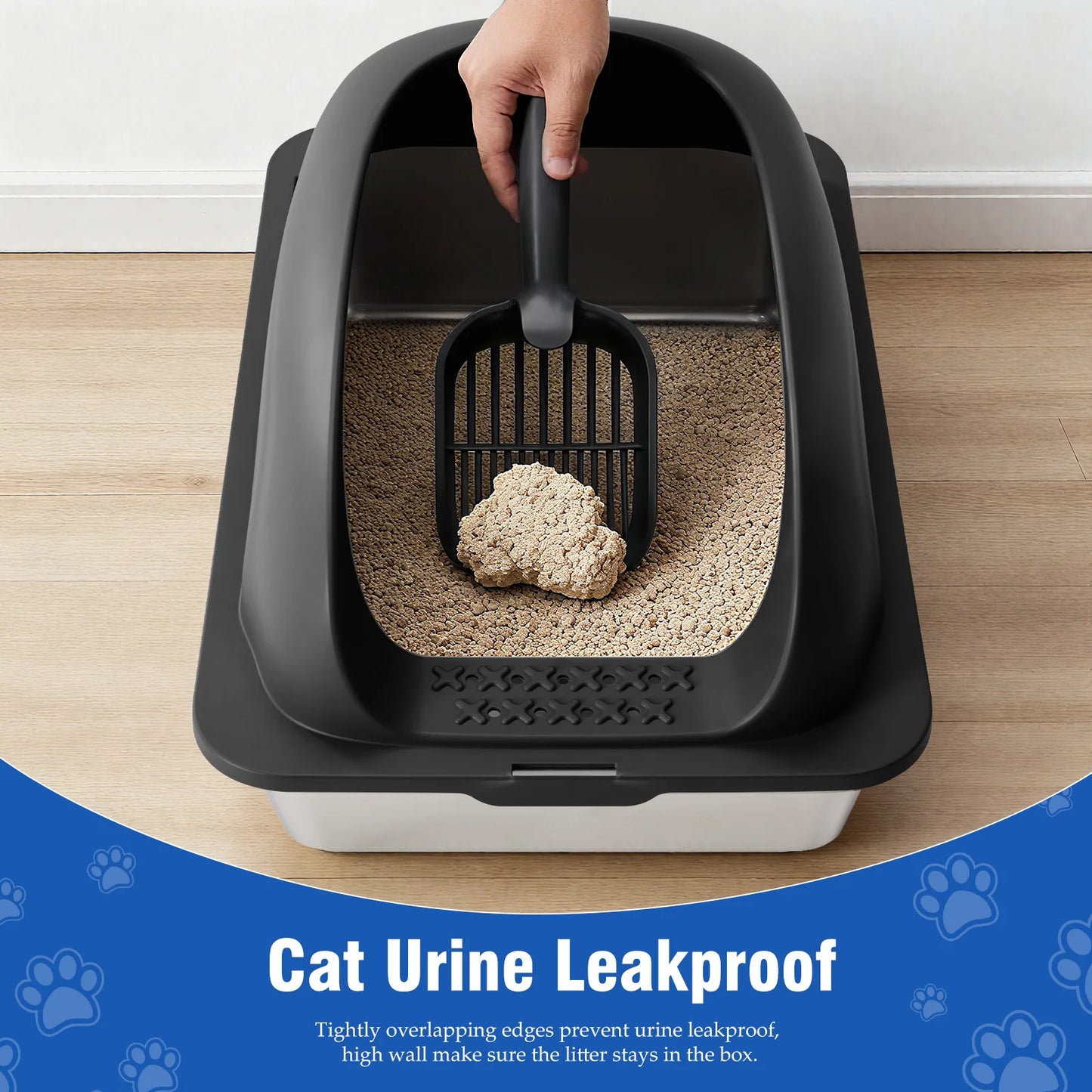 Stainless Steel Cat Litter Box With Lid Scoop Mat Included