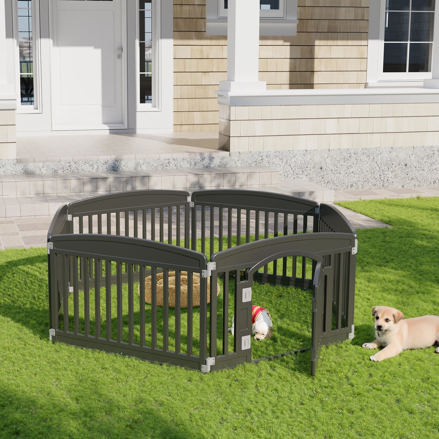 JHK Plastic Dog Playpen 6-Panel Expandable Pet Fence For Dogs