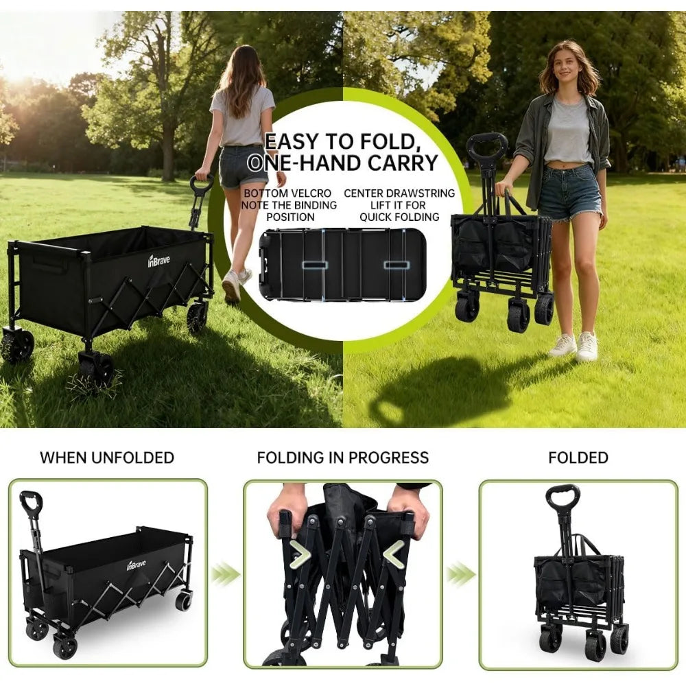 NBVCX Heavy Duty Collapsible Wagon 480LBS All-Terrain Utility Cart