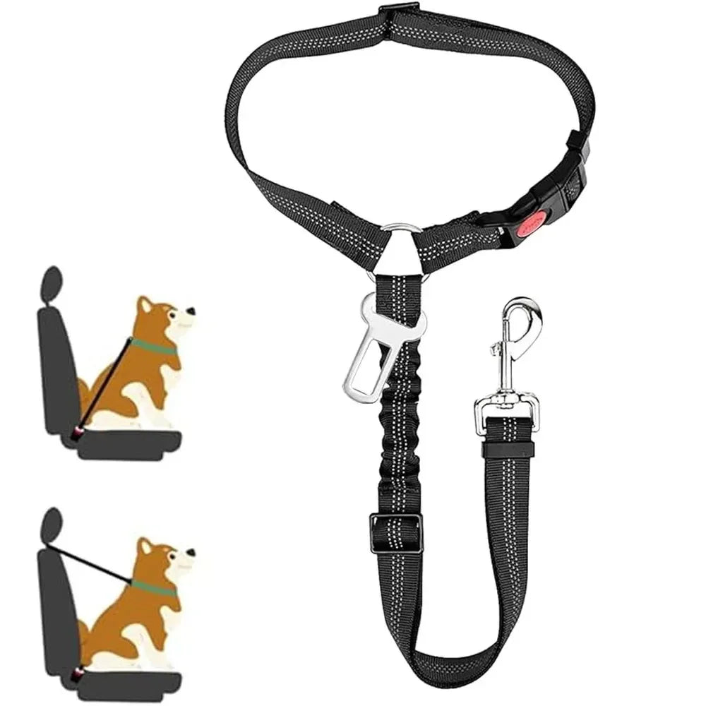 Dog Car Seatbelt Headrest Restraint Reflective Safety Tether