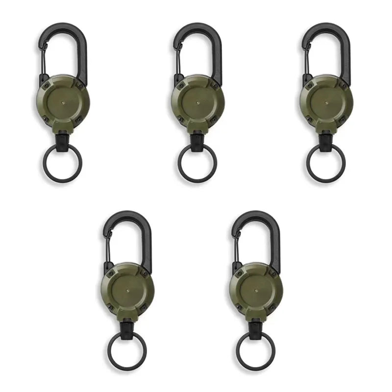 Retractable Heavy Duty Carabiner With Steel Wire Rope Key Ring