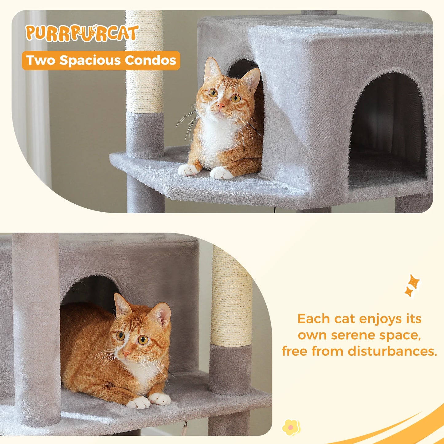 PEQULTI Cat Tree Tower With Perches, Condos, Hammocks, Sisal