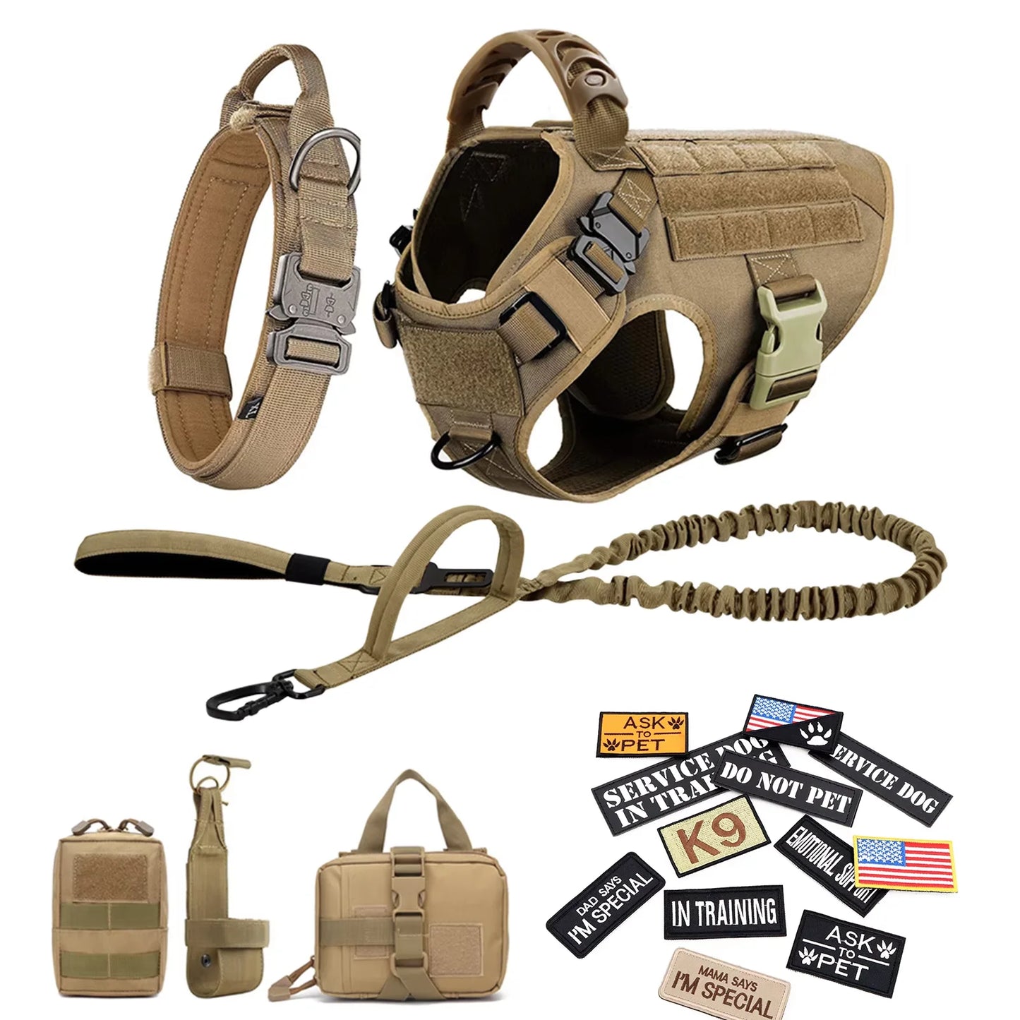 Military Large Dog Harness Vest Set For Malinois Training Accessories