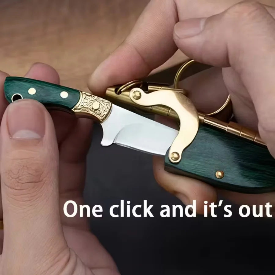 Mini Folding Knife Keychain With Wood Handle EDC Tool
