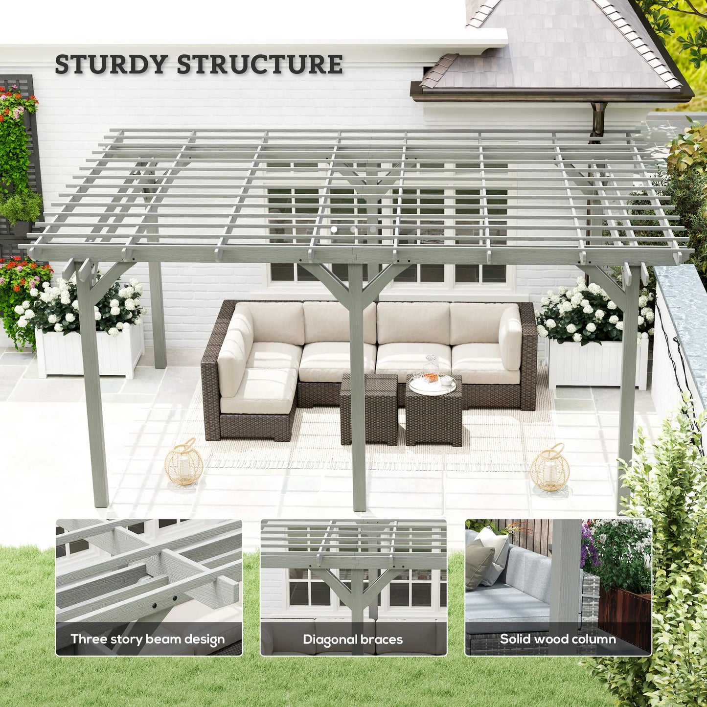 Wooden Pergola Gazebo With Stable Structure For Outdoor Use