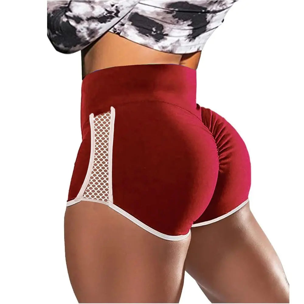 Women Quick Drying High Waist Yoga Shorts Side Hollow Out