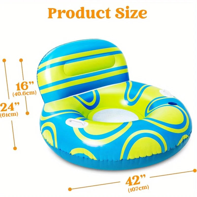 Joyfy Inflatable Pool Lounger Sofa With Cup Holder And Backrest