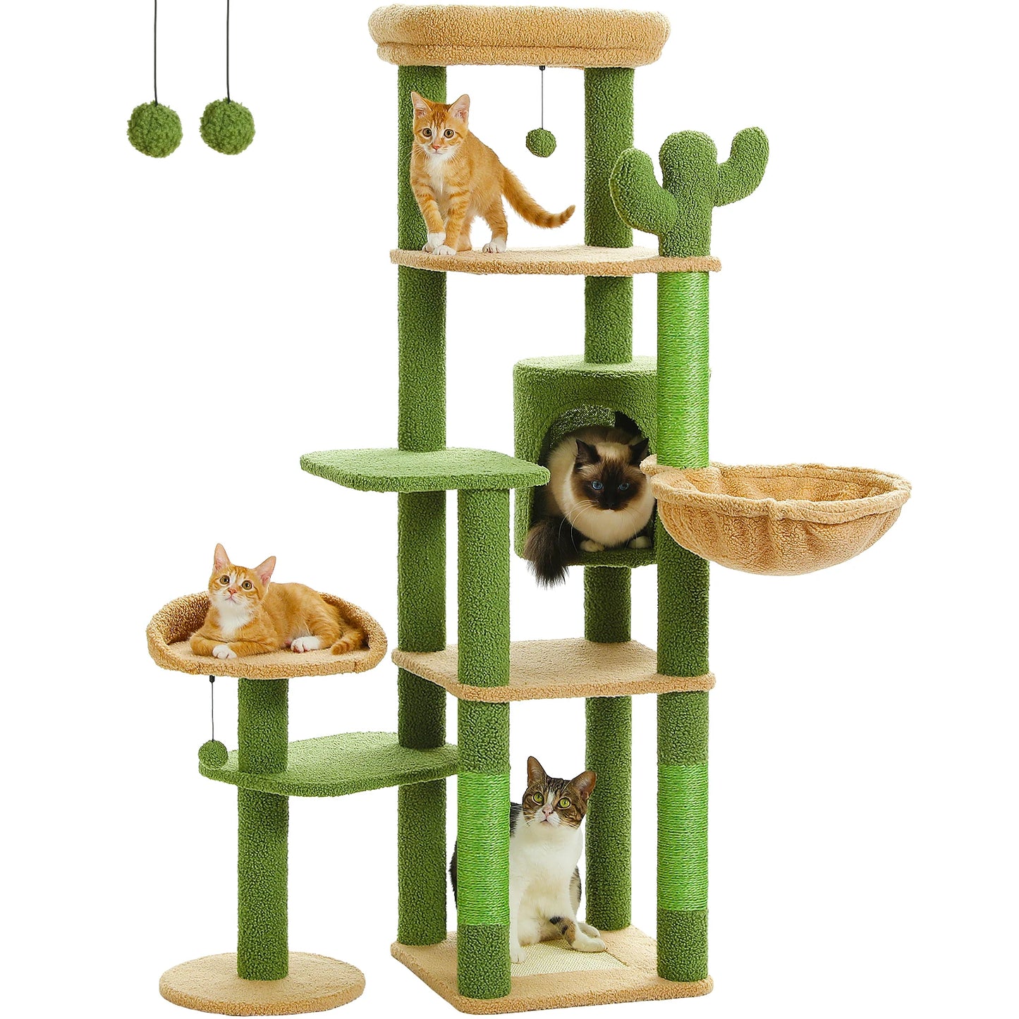 PEQULTI Multi Level Cat Tree With Scratching Posts And Hammock
