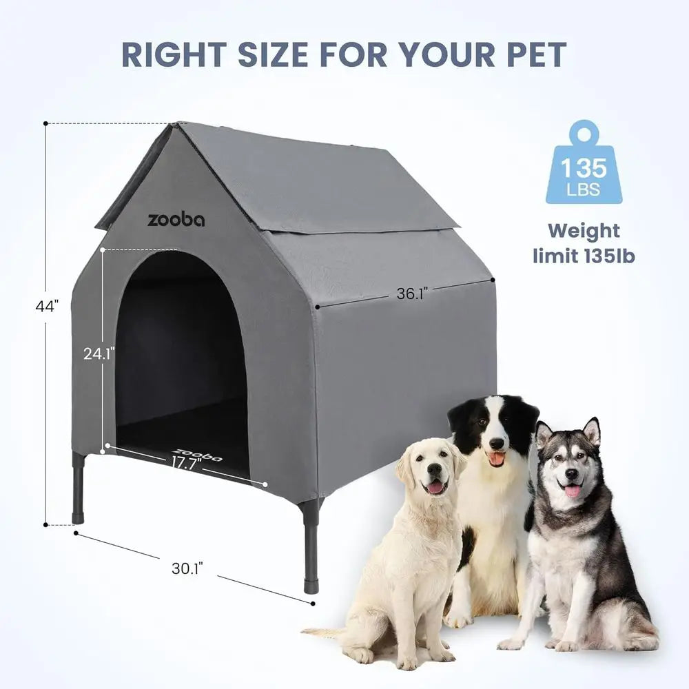Elevated Dog House Bed for Indoor Outdoor Weatherproof Use