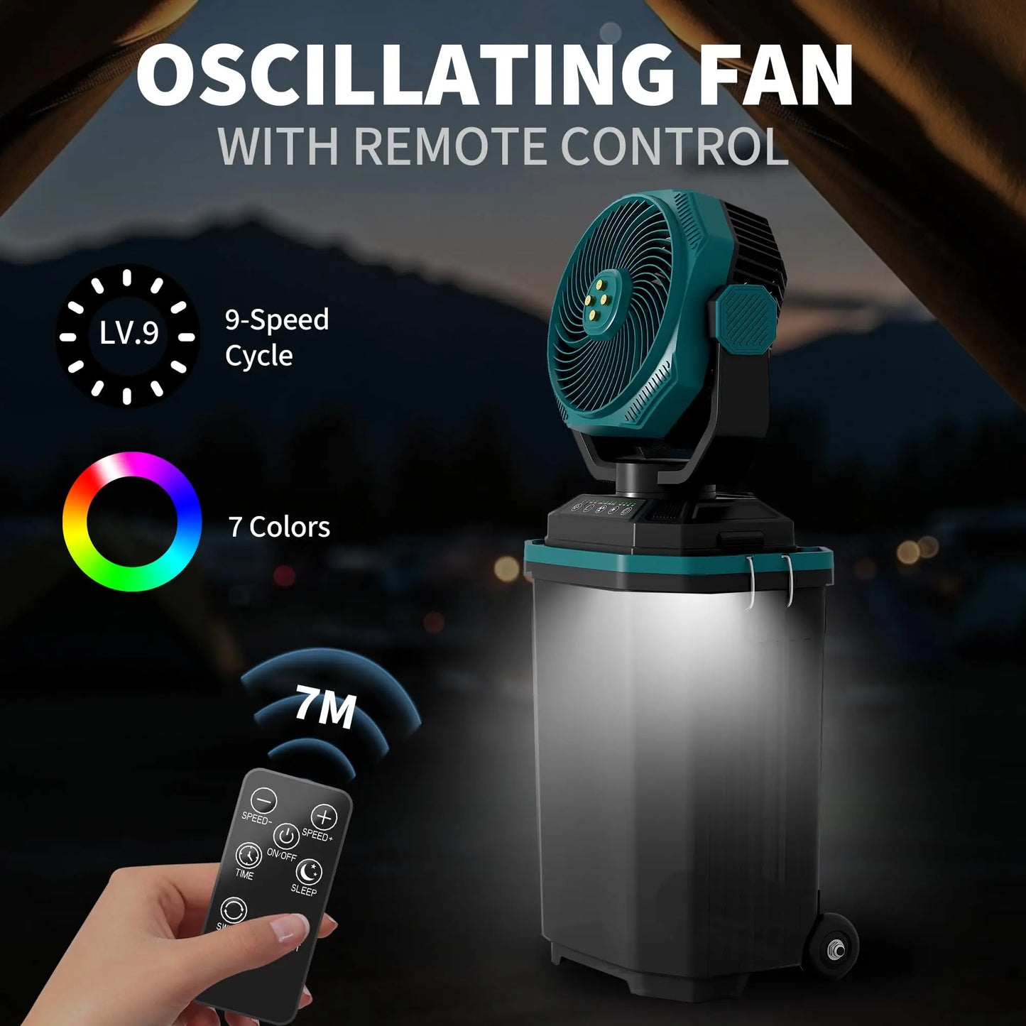 HiMISS Portable Misting Bucket Fan With Remote Oscillating