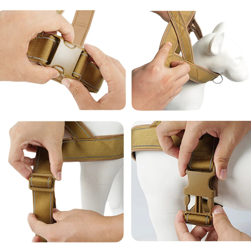 Tactical Anti-Pull Dog Harness Adjustable 1000D Nylon With Handle