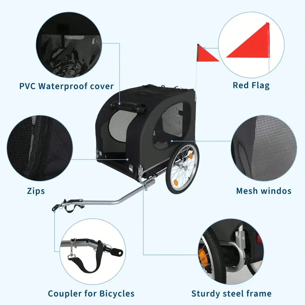 Dog Bike Trailer 2 in 1 Jogger Stroller Universal Hitch