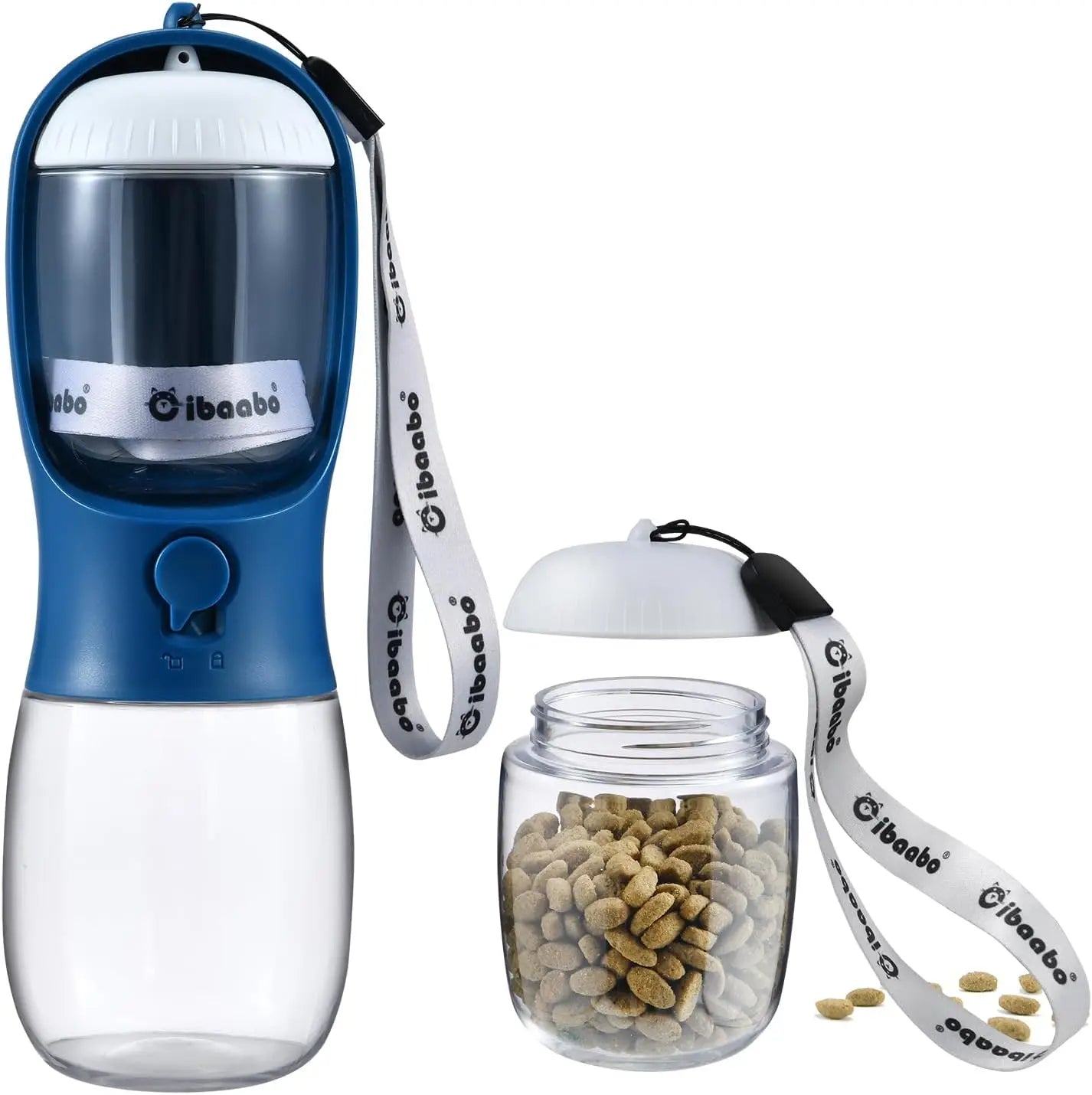 Cibaabo Dog Water Bottle With Food Container Travel Dispenser
