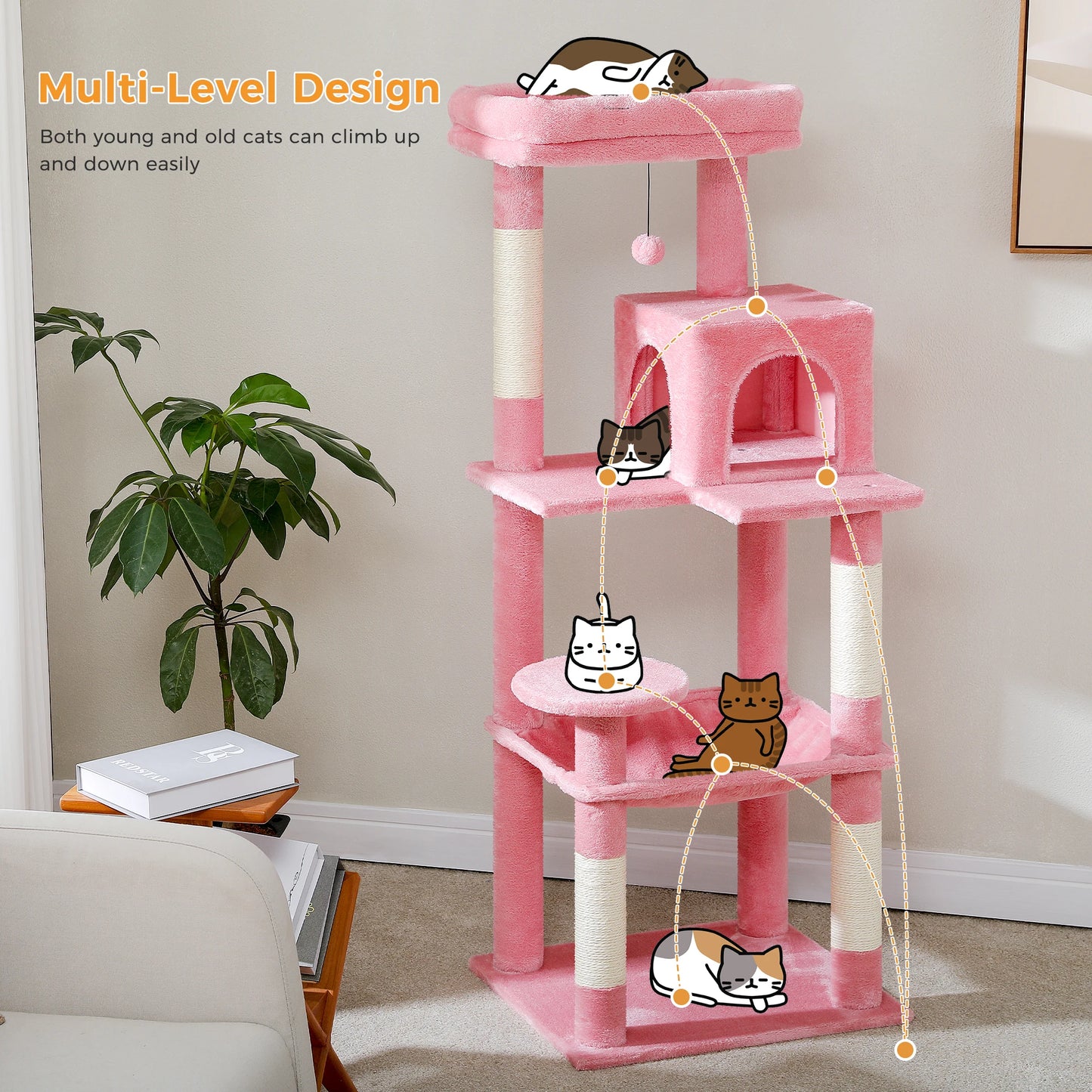 PAWZ Road Cat Tree Indoor Multi Level Tower With Hammock
