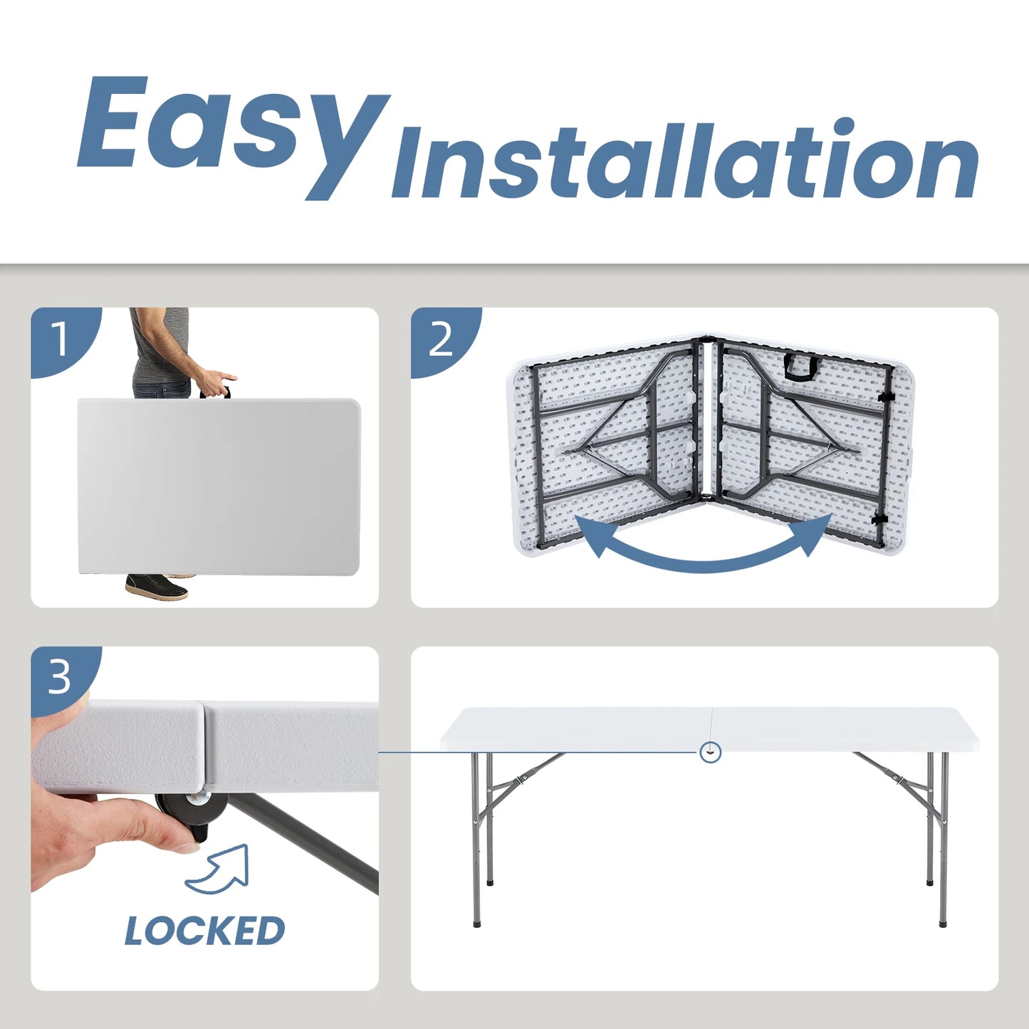 JHK Portable Folding Camping Table Carrying Handle Safety Lock